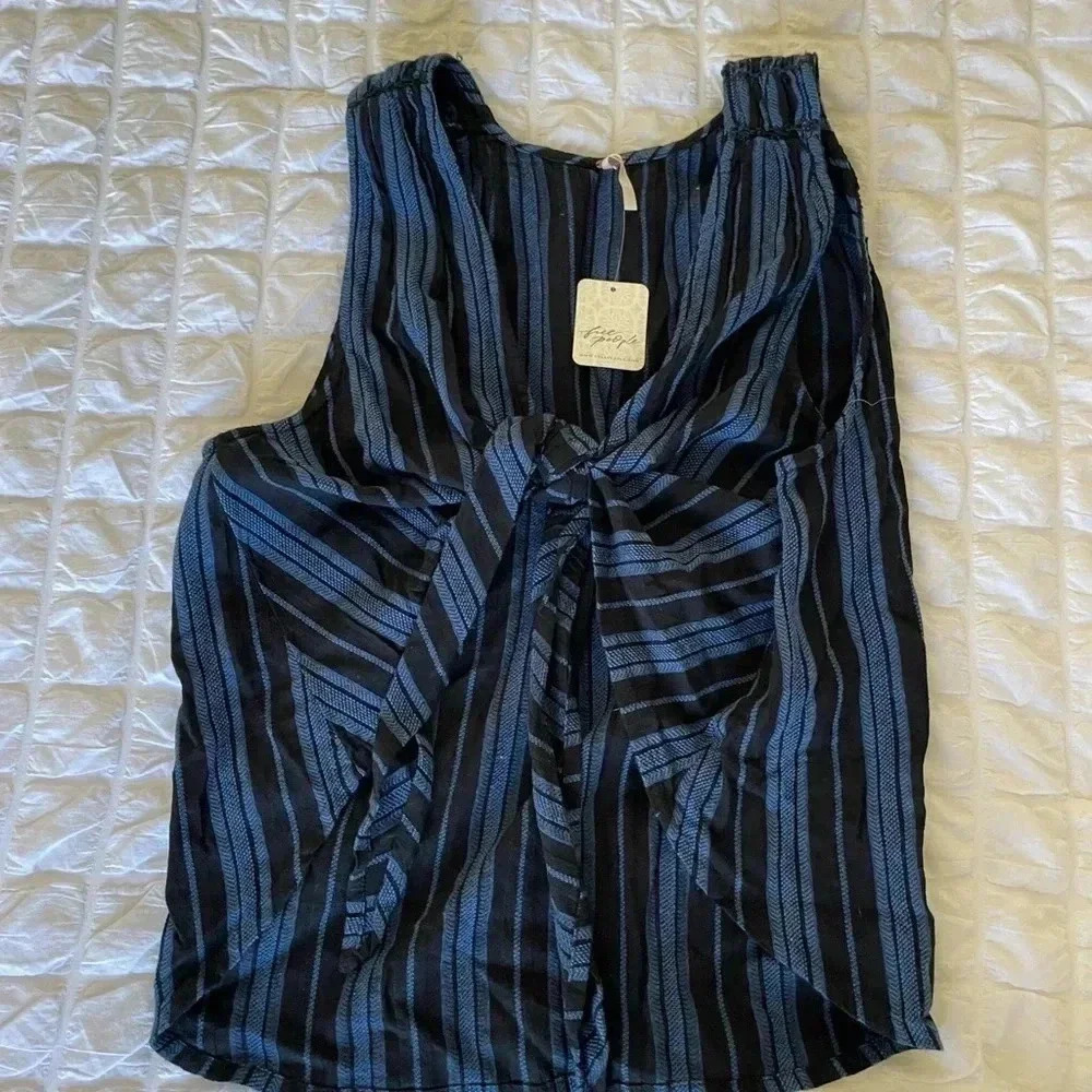 Free People stripe front tie crop top